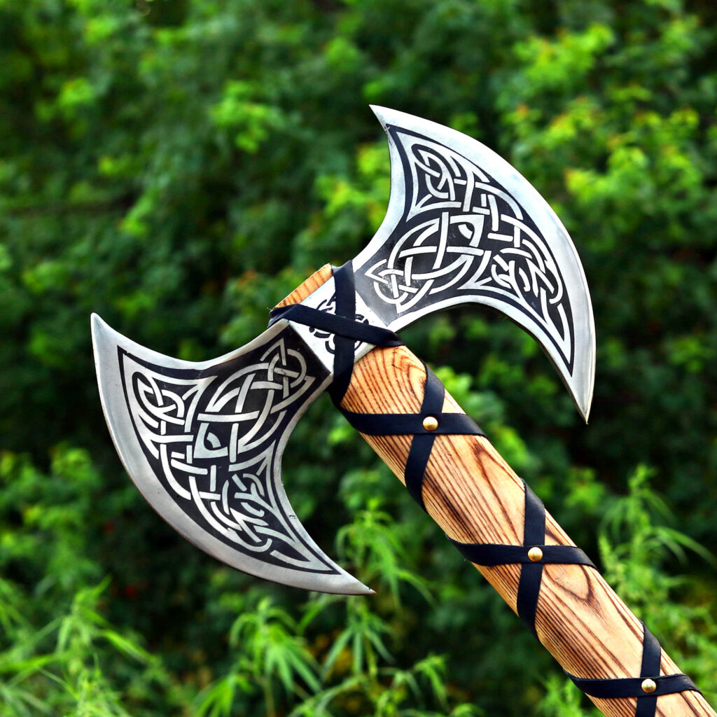 Custom Handmade Viking Double Headed Axe – Engraved Steel Blade, Ash Wood Handle, Gift for Him, Birthday, Anniversary, Collector